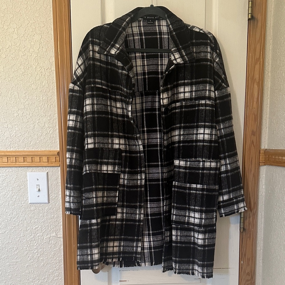 Black and White Plaid Coat